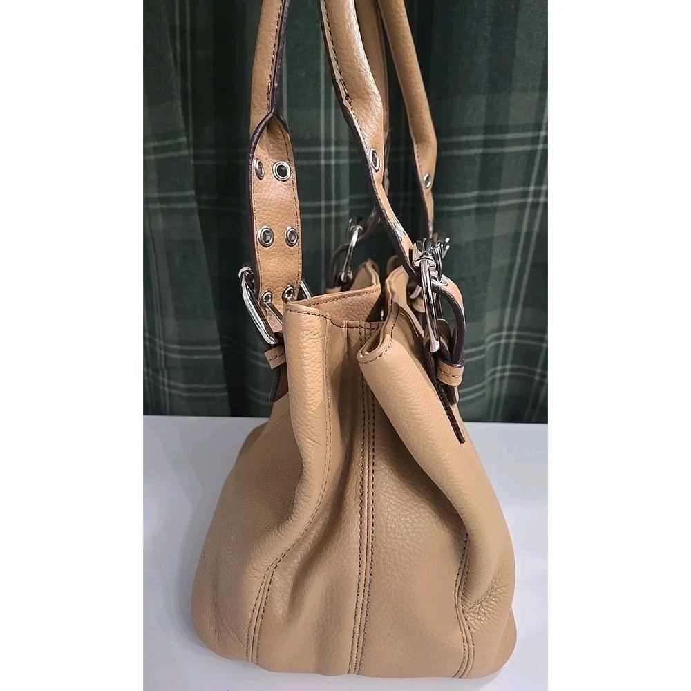 Tignanello Tan Pebble‎ Leather Handbag Shoulder Purse Satchel
